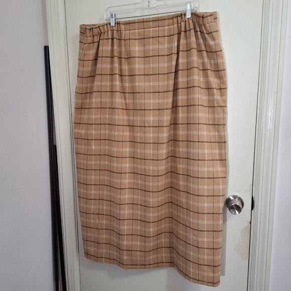 Jessica London Wool Pencil Skirt, Side Buttons, Ivory Shadow Plaid, Size 24W - Picture 3 of 8